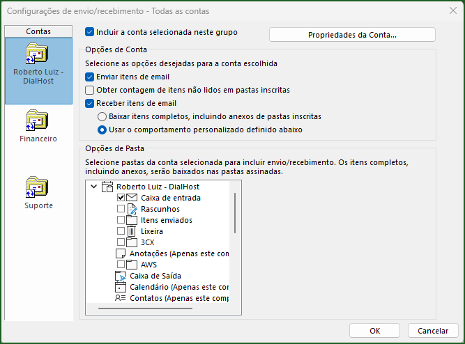 Outlook IMAP Sincronização.