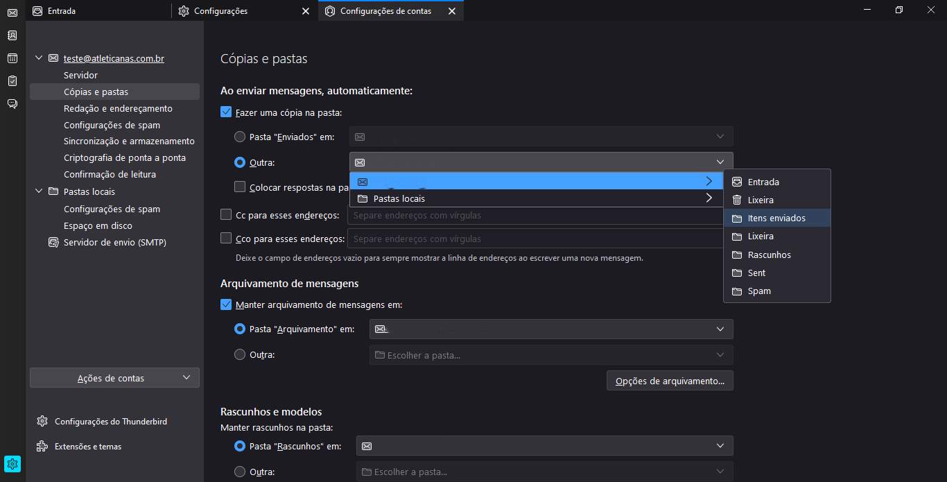 Thunderbird - Pasta Enviados