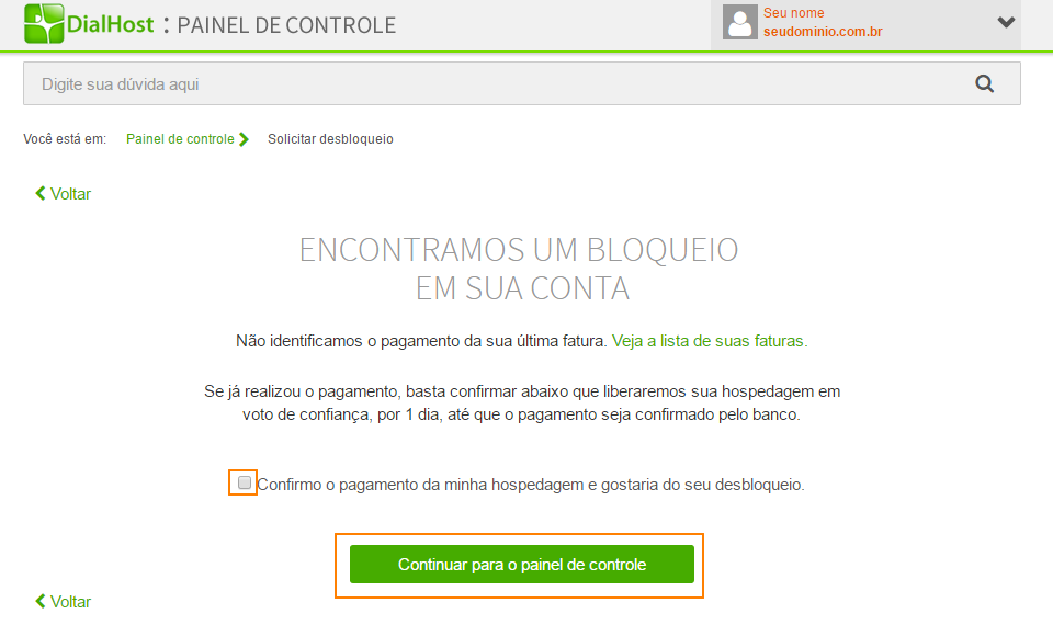 Confirmar Desbloqueio