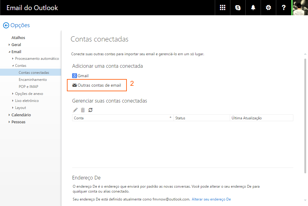 outlook.com configurar outras contas de e-mail Outlook - outras contas de e-mail