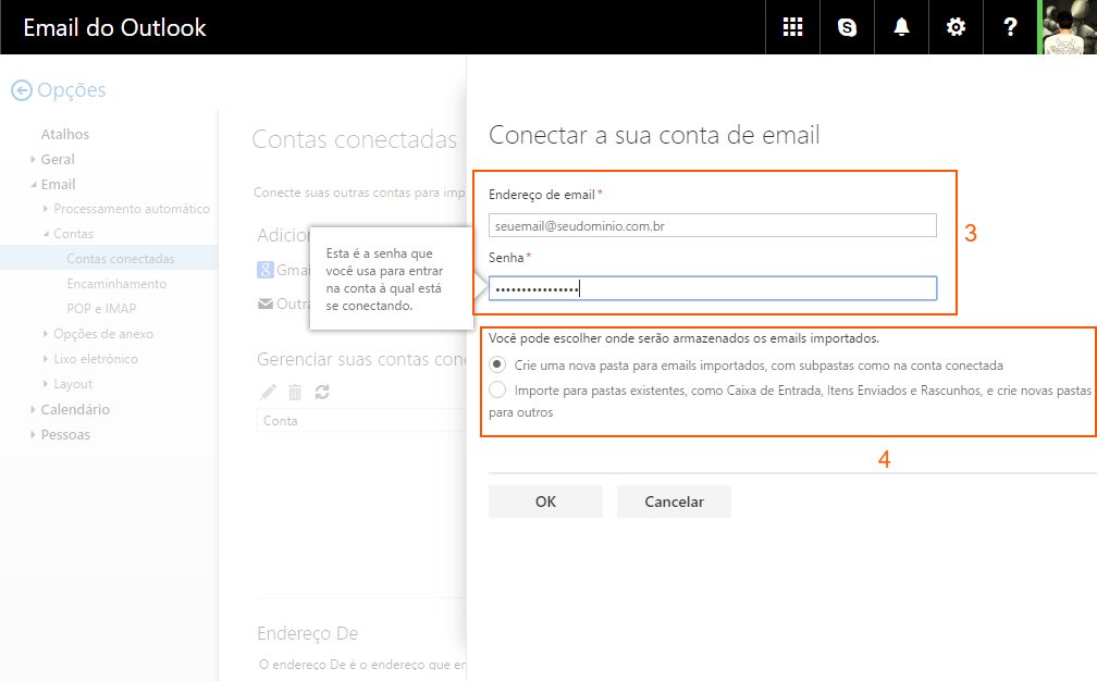 Outlook - conectar conta de e-mail alternativa
