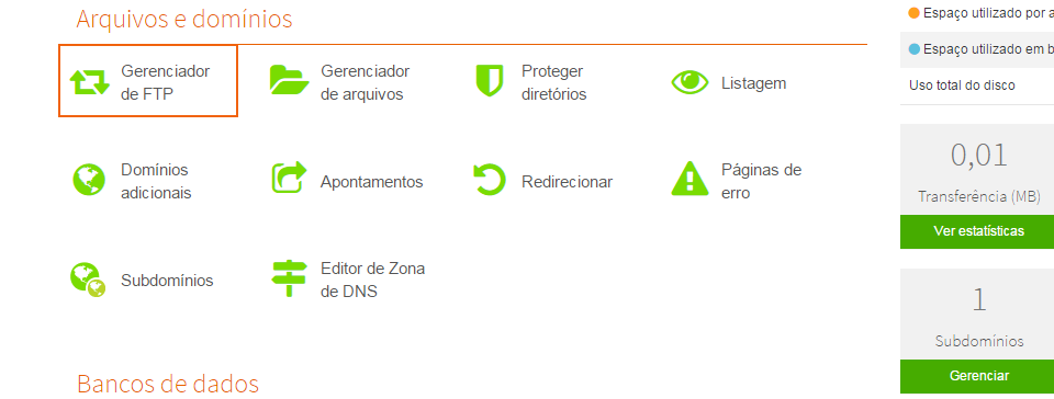 Criar  conta FTP adicional