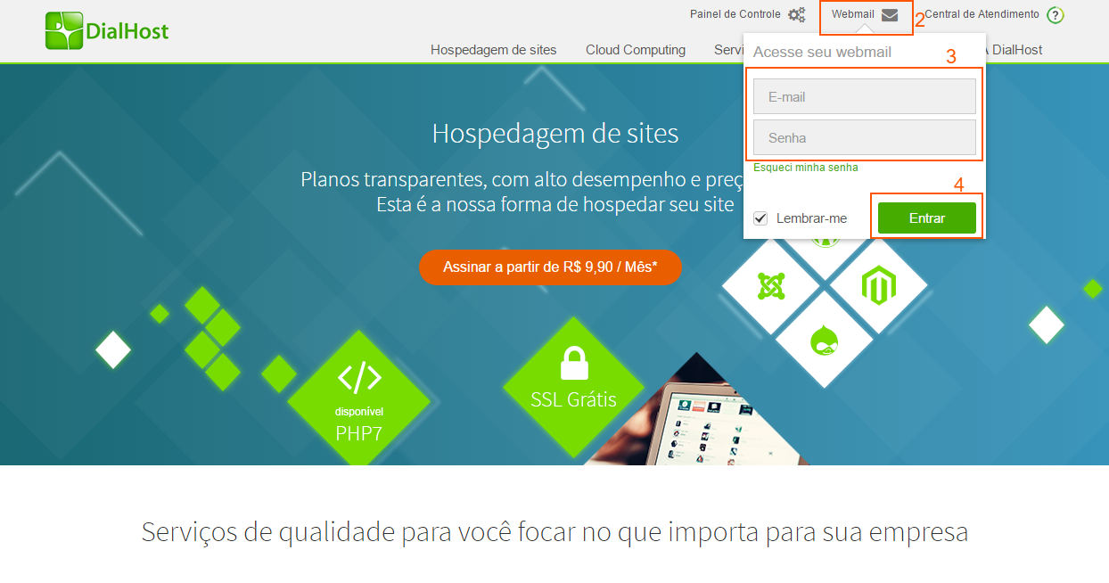 Como acessar meu email pelo webmail Central de Ajuda DialHost