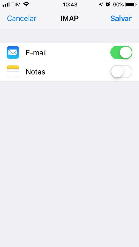 finalizando e-mail no iOS