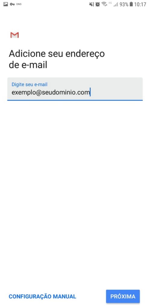 configurar e-mail no Android 8.0
