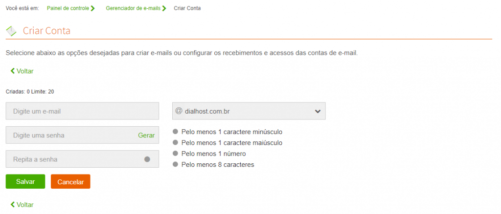 Como criar uma conta de e-mail na DialHost