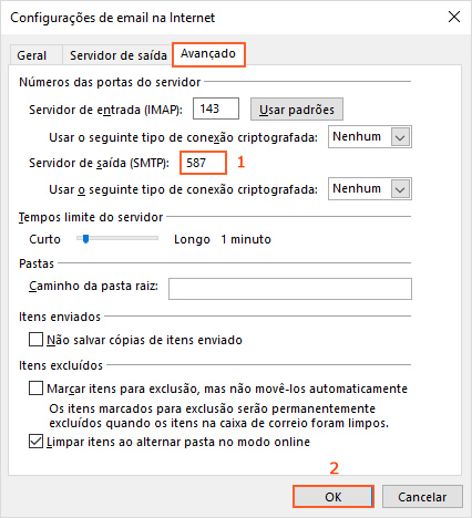 Suporte - Outlook 2013 / 2016 IMAP - MCO2 Hospedagem de sites