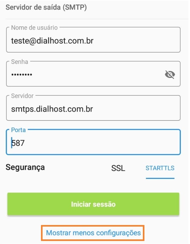 Spark mail - configurar porta