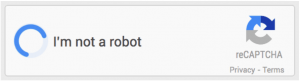 Mensagem de recaptcha, em inglês, escrito "eu não sou um robô".